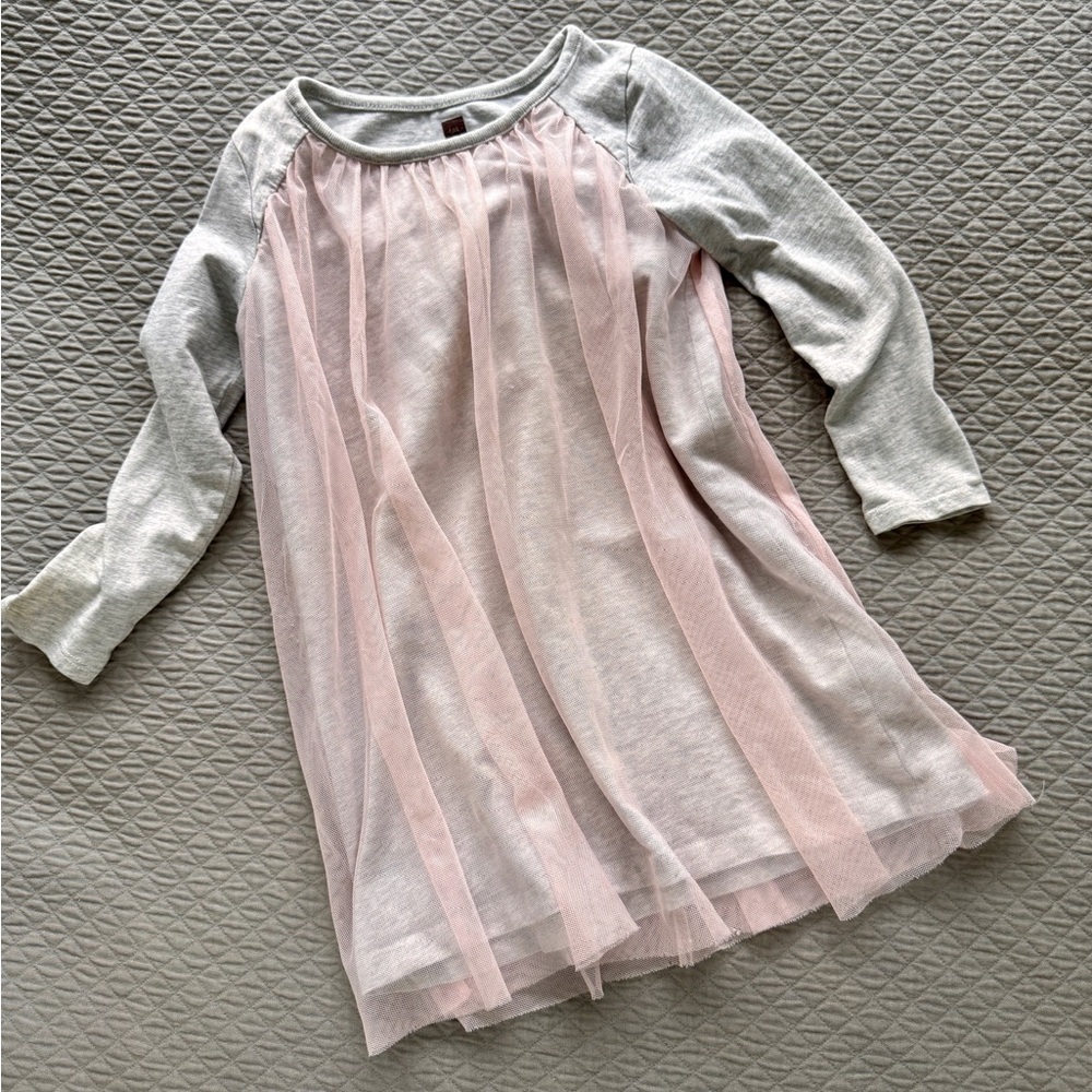 Tea Collection Gray and Pink Dress